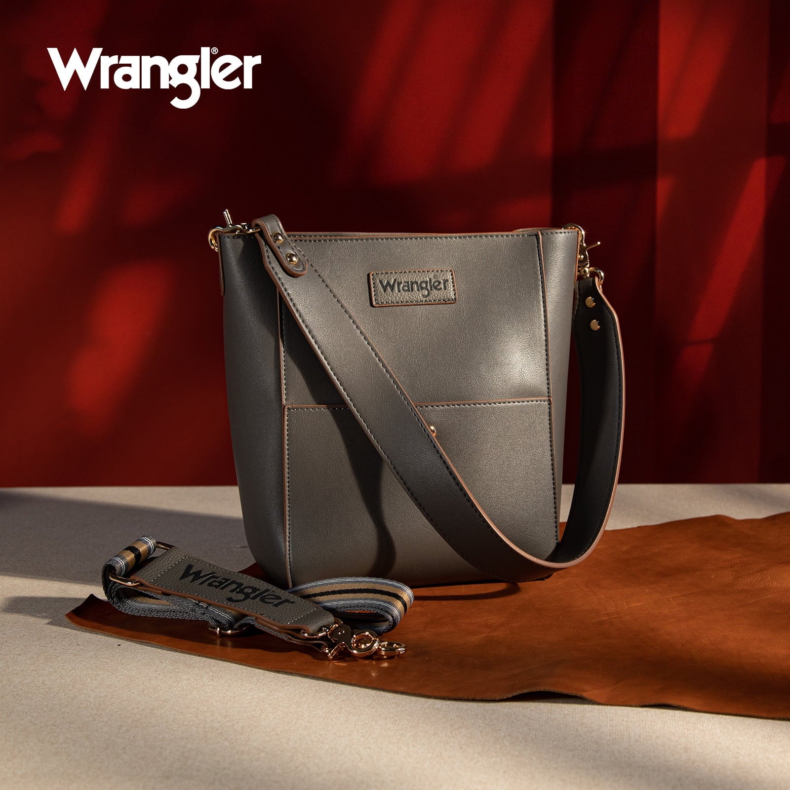 Wrangler Large Crossbody Bags for Women Bucket Bags with Extra Guitar Strap